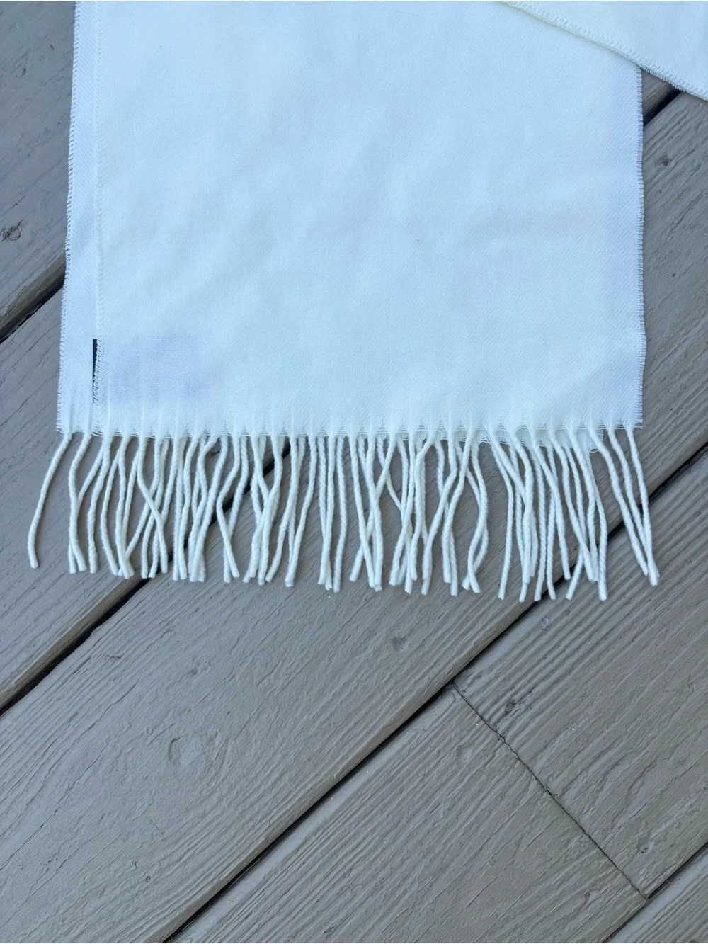NWT V.FRAAS White Fringe Wrap Scarf, Size: 54”L x 10”W